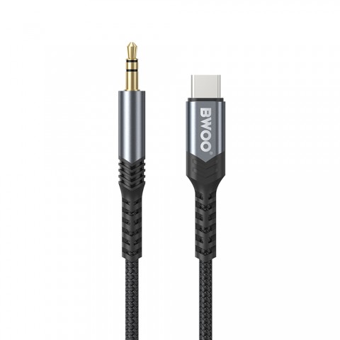 Laidas USB C - 3.5mm 1.2m pintas juodas BWOO BO-AUX066
