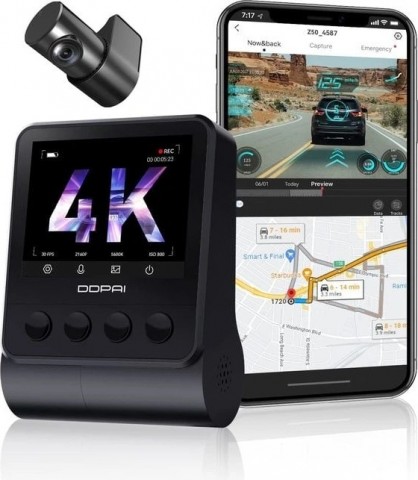 Automobilinis vaizdo registratorius DDPAI Z50 Pro Dual 4K su 4G, Wi-Fi, Bluetooth, GPS