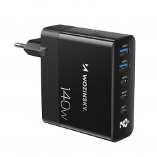 Tinklo įkroviklis 220V 3USB C + 2USB 140W juodas Wozinsky CGWCB 