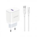 Tinklo įkroviklis 220V USB C 18W su laidu 1m baltas Dudao A20EU 