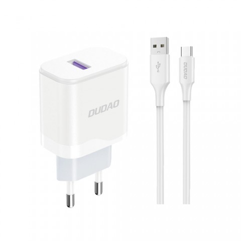 Tinklo įkroviklis 220V USB C 18W su laidu 1m baltas Dudao A20EU 