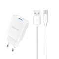 Tinklo įkroviklis 220V USB C 2.1A su laidu 1m Dudao A4EU baltas