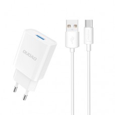 Tinklo įkroviklis 220V USB C 2.1A su laidu 1m Dudao A4EU baltas