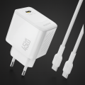 Tinklo įkroviklis 220V USB C 45W su laidu 1m pintas baltas Dudao A28C 