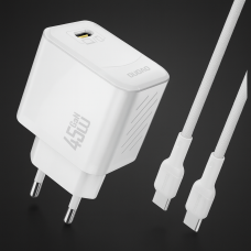 Tinklo įkroviklis 220V USB C 45W su laidu 1m pintas baltas Dudao A28C 