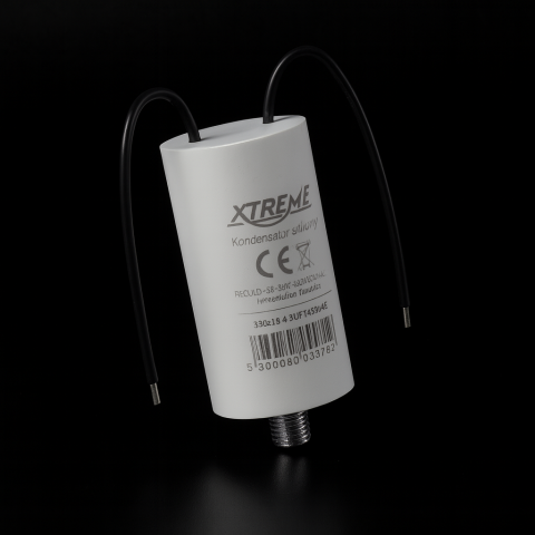 Kondensatorius variklio paleidimui 6.0uF 450V 30x58mm su 2 laidais Xtreme