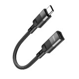 Perėjimas USB C → iPhone (lightning 8pin) (K-L) su laidu 0.1m pintas juodas Hoco U107