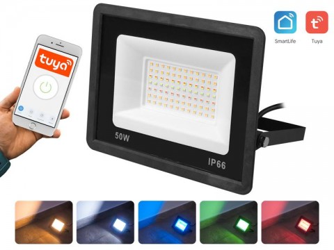 LED lauko šviestuvas RGB 50W Wi-Fi su pultu LTC (Tuya)