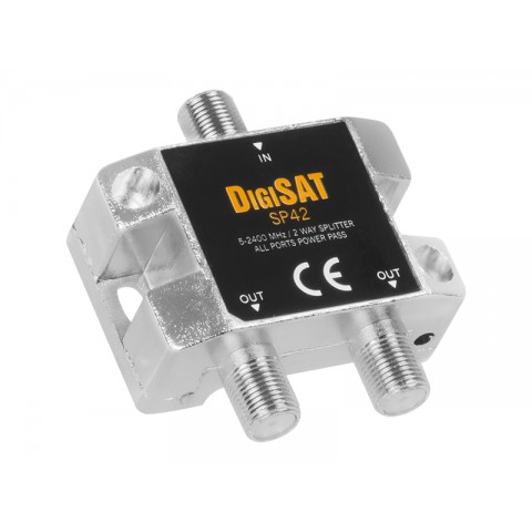 SAT-TV signalo daliklis 1 → 2, 5-2400MHz praleidžia DC SP42 DigiSat