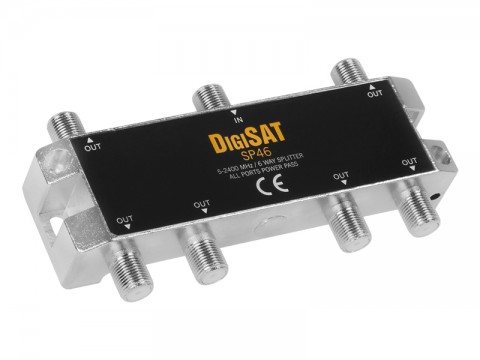 SAT-TV signalo daliklis 1 → 6 5-2400MHz praleidžia DC SP46 DigiSat