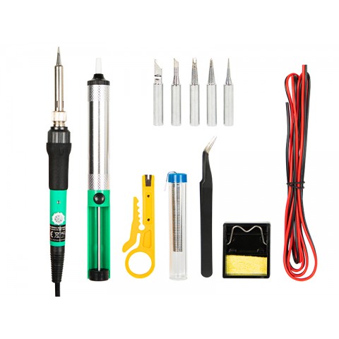 Litavimo įrankių rinkinys 15vnt reguliuojamas lituoklis 220V 60W