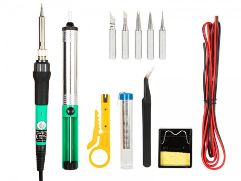 Litavimo įrankių rinkinys 15vnt reguliuojamas lituoklis 220V 60W