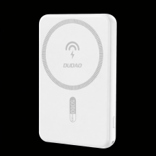 Nešiojamas įkroviklis - akumuliatorius 5000mAh USB + USB C 20W su bevieliu įkrovikliu 15W USB + USB C baltas Dudao K14S