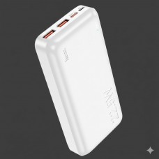 Nešiojamas įkroviklis - akumuliatorius 20000mAh 2xUSB + USB C 22.5W greito krovimo (QC3.0) baltas Hoco J101A