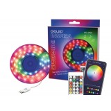 LED juostos komplektas USB 5V hermetiška IP65 RGB 10m su valdikliu ir pultu