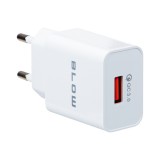 Tinklo Įkroviklis 220V USB 18W greito krovimo (QC3.0) baltas Blow