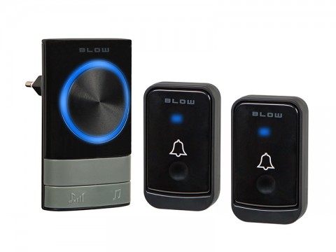 Bevielis durų skambutis su dviem mygtukais Blow DP-12 juodas (atsparumas IP44)