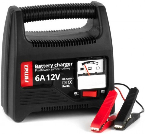 Įkroviklis 220V švino akumuliatoriams 12V 6A 90W Amio 