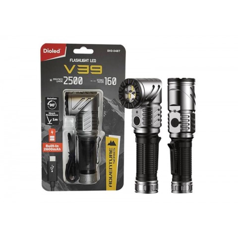 LED žibintuvėlis COB 20W su akumuliatoriumi reguliuojamas Dioled