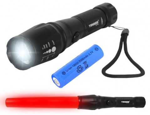 LED žibintuvėlis 10W su akumuliatoriumi, ZOOM, 1x18650 Tiross TS-1154