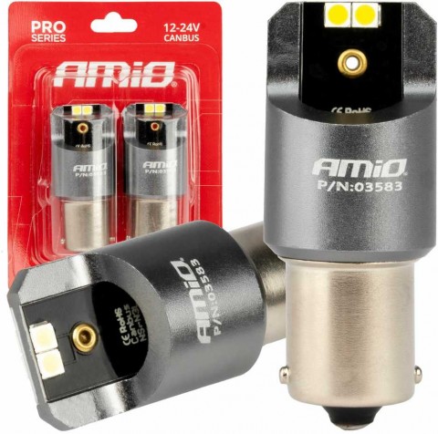 Automobilinė lemputė BA15s (P21W) 12V / 24V  21W AMiO