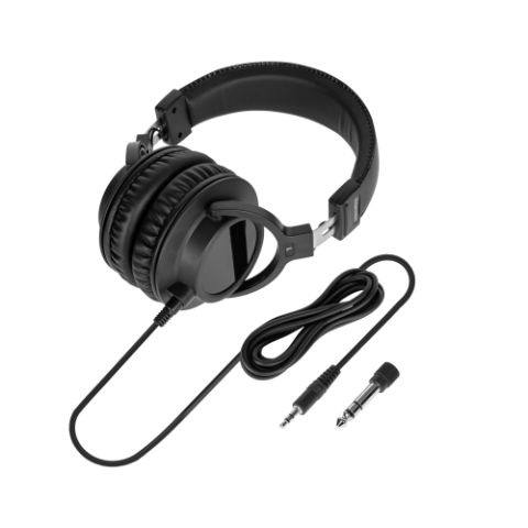 Studijinės ausinės su laidu 2.5m juodos Kruger&Matz (kištukas: 3.5mm / 6.3mm)