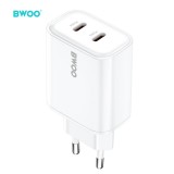 Tinklo įkroviklis 220V 2xUSB C 235W baltas Bwoo CDA206