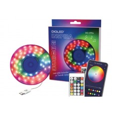 LED juostos komplektas USB 5V hermetiška IP65 RGB 10m su Bluetooth, su pultu Dioled DIO-0704