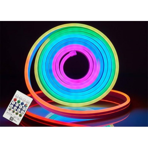 LED juostos komplektas USB 5V hermetiška IP67 RGB 5m su Bluetooth, su pultu NEON