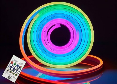 LED juostos komplektas hermetiškas IP67 RGB 5m su Bluetooth, su pultu NEON (maitinimas per USB)