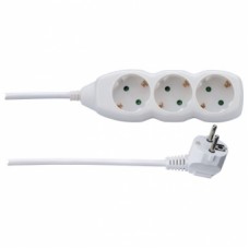 Tinklo ilgiklis 220V 3 vietų su įžeminimu 5m baltas (white)