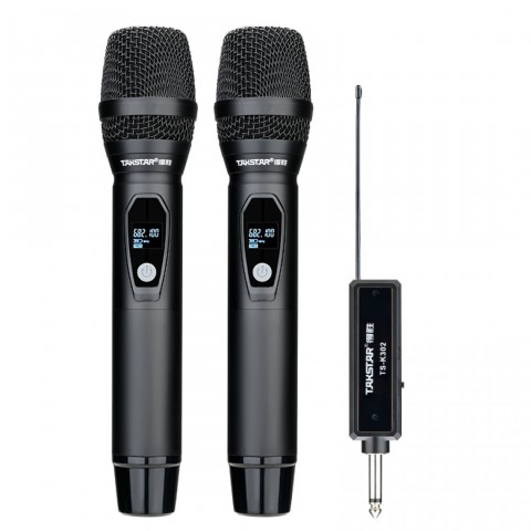 Bevieliai mikrofonai (2vnt) su priėmimo stotele 663MHz - 694MHz Takstar TS-K302