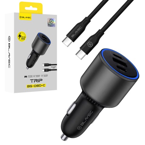 Automobilinis įkroviklis 12-24V USB + 2xUSB C 95W su laidu 1m juodas Blavec CCBS06DCQ-U2CB (tinka nešiojamam kompiuteriui) Automobilinis įkroviklis 12-24V USB + 2xUSB C 95W su laidu 1m juodas Blavec CCBS06DCQ-U2CB (tinka nešiojamam kompiuteriui)