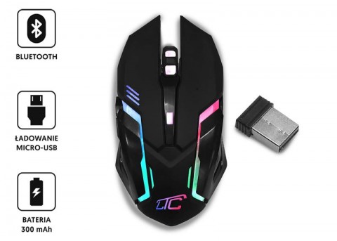 Bevielė optinė pelė 3200dpi su RGB pašvietimu LTC