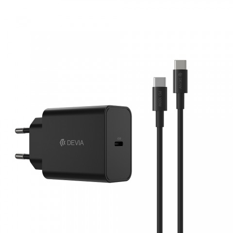 Tinklo įkroviklis 220V USB C 45W su laidu 1m juodas Devia
