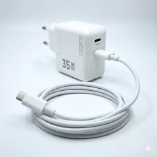 Tinklo įkroviklis 220V 2xUSB C 35W su laidu 1m baltas Maxximus