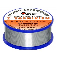 Lydmetalis 0.38mm 100g 60Sn/40Pb 2.5% fliuso Cynel