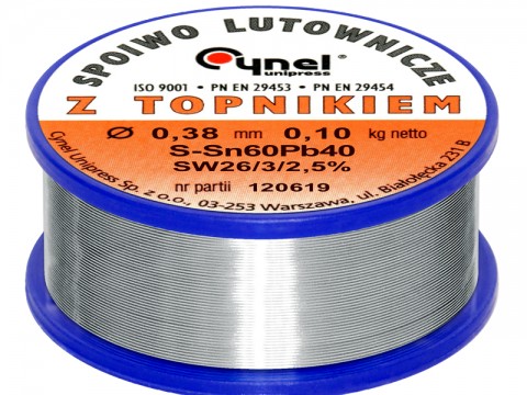 Lydmetalis 0.38mm 100g 60Sn/40Pb 2.5% fliuso Cynel