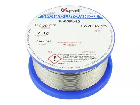 Lydmetalis 0.70mm 250g 60Sn/40Pb 2.5% fliuso Cynel