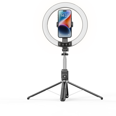 Lazda asmenukei (selfie stick) - trikojis stovas su LED lempa ir nuimamu Bluetooth mygtuku Blavec RLP55-TRB23