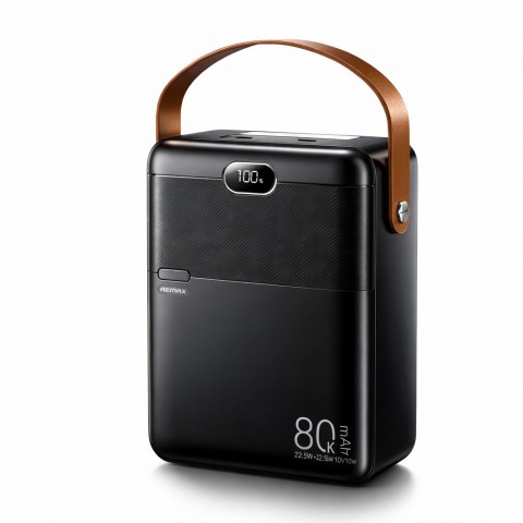 Nešiojamas įkroviklis - akumuliatorius 80000mAh 4xUSB + 2xUSB C 22.5W su indikatoriumi, su pašvietimu juodas Remax RPP-118