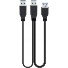 Laidas USB - 2xUSB 0.3m Goobay (su papildomu maitinimu, tinka HDD diskams)
