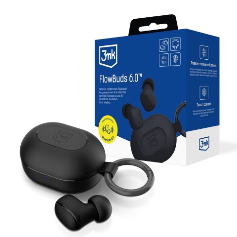 Bevielės ausinės - laisvų rankų įranga 3mk FlowBuds 6.0 juodos