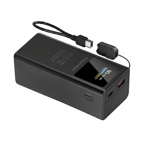 Nešiojamas įkroviklis - akumuliatorius 20000mAh USB + USB C 65W juodas Kruger&Matz (tinka nešiojamiems kompiuteriams)
