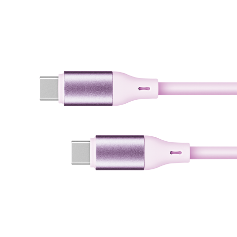 Laidas USB C - USB C 1m 100W silikoninis rožinis Kruger&Matz
