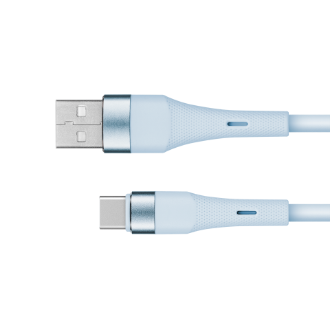 Laidas USB - USB C 1m 100W silikoninis šviesiai mėlynas Kruger&Matz