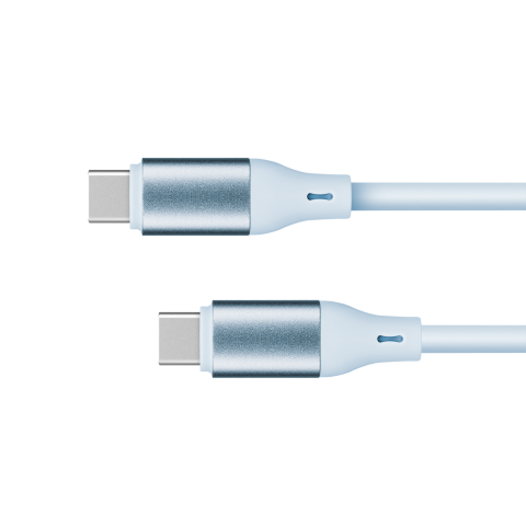 Laidas USB C - USB C 1m 100W silikoninis šviesiai mėlynas Kruger&Matz