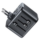 Tinklo perėjimas 220V be įžeminimo (daugiau nei 150 šalių) 3xUSB C + 2xUSB 35W juodas Awei C-39