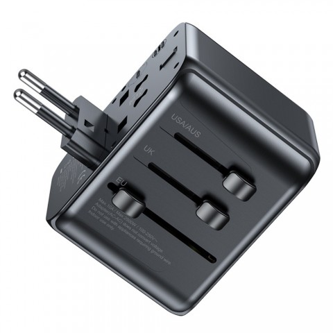 Tinklo perėjimas 220V be įžeminimo (daugiau nei 150 šalių) 3xUSB C + 2xUSB 35W juodas Awei C-39