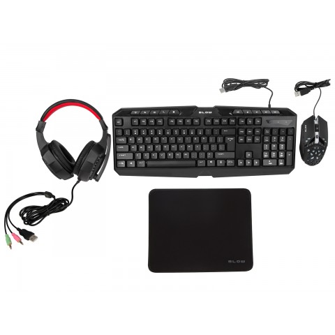 Klaviatūra žaidiminė su RGB pašvietimu Blow 4-in1 (komplekte: pelė, ausinės, kilimėlis)